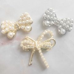 ネイルパーツ リボン 3個 ゴールド シルバー パール 可愛い 高級感 かわいい