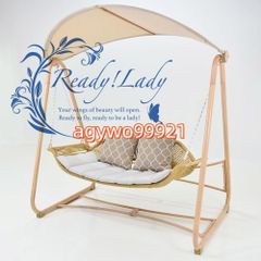 ブランコ 屋外 2人乗り 手編み籐椅子 屋根付き クッション座面 自立式ブランコ 屋外遊具 子供用 (屋根付き(174×120×158.5cm))