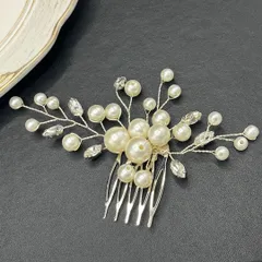 KZ012-b ヘアアクセサリー かんざし 髪飾り 簪 結婚式 ブライダル 和装 着物 洋装 ヘアアレンジ おしゃれ かわいい シルバーカラー ヘッドドレス アクセサリー お呼ばれ パールデザイン クリスタル リーフ 花嫁 成人式 ウェディング パーティー