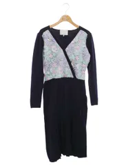 チェスティ 11A514 ワンピース 1 ネイビー フラワーレース プリーツ ITIPZ3YXBT8Q