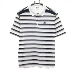 アディダス 半袖ポロシャツ 白×ネイビー ボーダー メンズ S/P ゴルフウェア adidas
