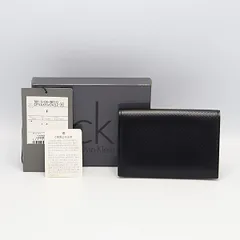 箱付 美品 カルバンクライン 3501401 ブラックレザー 牛革 カードケース メンズ 2000000 NSK OMI