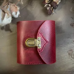 【本革手縫い】 ミニ３穴手帳　（お財布タイプ・🌹ローズレッド）