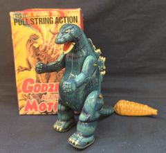 ビリケン商会 ゼンマイ歩行ブリキ ゴジラ(幼虫モスラ付) ブルー 180mm