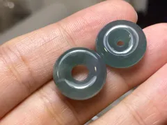 RS9-108 氷灰藍 玉壁 平安守り 天然ドグアテマラ産 A貨 本翡翠 ルース ネックレス