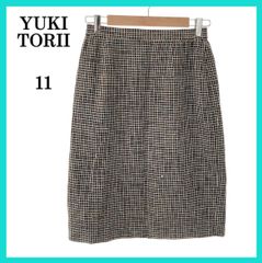 美品 YUKI TORII ユキトリイ スカート ひざ丈 タイト レディース 総柄 11 日本製