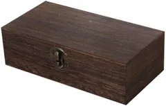 ピュアシーク 木箱 ボックス 木目 レトロ 装飾 小物入 焦がし加工 小物入れ 蓋付き 小箱 木製 木の箱( ダークブラウン)