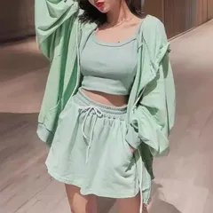 セットアップ レディース ルームウェア 半袖 前開き キャミソール ショートパンツ キャミ 部屋着 パジャマ 涼しい ウエストゴム モテ 可愛い 夏 黒 韓国mikixz151