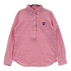 サイズ：0 PEARLY GATES パーリーゲイツ  長袖ポロシャツ ボタンダウン ボーダー柄 ピンク系 [240101463513] ゴルフウェア レディース ストスト