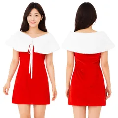 【訳あり】コスプレ服 サンタワンピース クリスマス 仮装 レディース かわいい セクシー サンタコス ミニ丈 オフショルダー ファーボレロ 赤 白 ファー付き パーティー イベント ダンス 撮影用 コスチューム サンタクロース 冬 ch023  SB