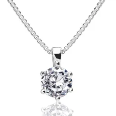 A neige ネックレス レディース メンズ 人気 スワロフスキー ジルコニア採用 一粒 1カラット 6mm シルバー925 ベネチアンチェーン 50cm フリーアジャスター 金属アレルギー対応