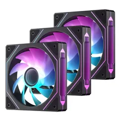 新品　ブラック - ARGBケースファン、インフィニットミラーデザイン＆PWMスマートコントロール、油圧ベアリング、9ブレードデザイン＆低ノイズ動作のための8ゴムパッド付き mm 3パック120 L120 Vetroo