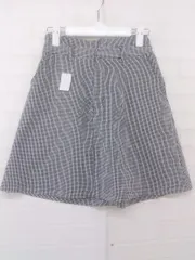 ◇ NICE CLAUP ナイスクラップ チェック ミニ 台形 スカート サイズF ブラック ホワイト レディース P  【1301180006288】