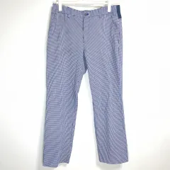 【214027】MIZUNO ミズノ  ストレートパンツ　ゴルフ　ストレッチ素材　ウエストゴム　チェック柄　サイズ85 メンズ  ・ ブルー