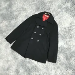 【日本製】BIGHOLIDAY  ピーコート  裏地サテン生地  (L)  エレガント  上品  メンズ  黒系  ブラック【送料無料】