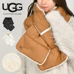 UGG マフラー レディース 差し込み 通すだけ アグ ブランド 冬 暖かい ナイロン ボア スカーフ ネックウォーマー おしゃれ かわいい シンプル ワンポイント ロゴ ブラック ホワイト ブラウン 大判 厚手 ティペ