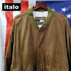 italo LEATHER FASHION レザー スエード ジャケット ブルゾン 54 (XL相当) ヤギ革 ユーロ ブラウン 10623