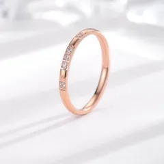 小粒 5石 CZダイヤ シンプル 高級感 ステンレス リング