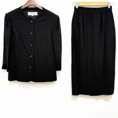 #anc ジバンシィ ハイフォーマル GIVENCHY スカートスーツ 8 黒 セットアップ ストライプ ノーカラー 七分袖 レディース [946973]