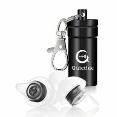 耳栓 安眠 防音 Quietide 睡眠用耳栓 遮音値31dB 睡眠 飛行機 仕事 勉強 繰り返し使用可能 携帯ケース付き 日本語説明書付 Q4 ブラック 0