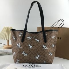 新品 COACH コーチ トートバッグ スヌーピー ブラウン