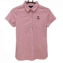 【超美品】キャロウェイ 半袖ポロシャツ 白×レッド 千鳥格子 レディース M ゴルフウェア Callaway