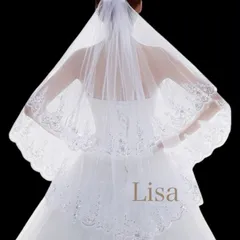 ウエディングベール ショート レース オフホワイト 刺繍 大人気 華やか