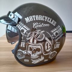 高品質カーボンファイバー製バイクヘルメット ジェットヘルメット