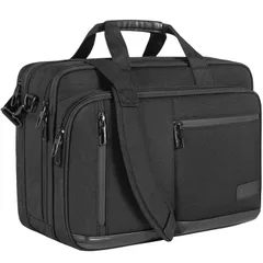 【数量限定】[VANKEAN] ラップトップバッグ プレミアム ラップトップケース 17.3インチ 拡張可能 撥水 防水 ショルダーバッグ 女性 男性 旅行 通勤 ビジネス 通学 - ブラック