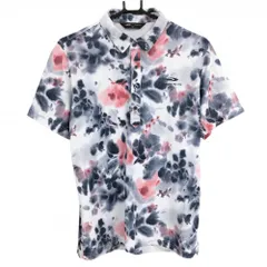 【超美品】ティゴラ 半袖ポロシャツ 白×グレー 総柄 ボタンダウン メンズ L ゴルフウェア TIGORA