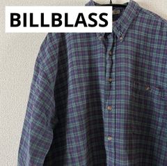 BILL BLASS チェック ボタンダウン 長袖 シャツ GREEN XL