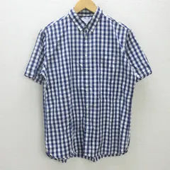 C■アーバンリサーチ/URBAN RESEARCH DOORS FORK＆SPOON チェック柄 半袖シャツ【40】青/men's/125【中古】■