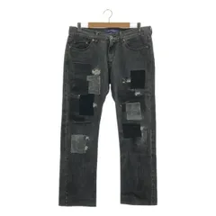 JUNYA WATANABE COMME des GARCONS MAN / ジュンヤワタナベコムデギャルソンマン | 2007AW | 製品加工 異素材 切替 レザー パッチワーク ブラック デニムパンツ | L | チャコールグレー | メンズ