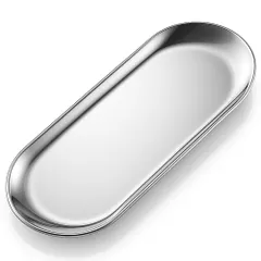 Chicer キャッシュトレイ (23cm×9.5cm) カルトン アクセサリートレイ おしぼり置き コイントレー 釣り銭トレー キャッシュトレー お会計トレー お会計皿 お洒落 高級 小物入れ 玄関 (シルバー) [シルバー]