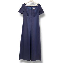 Sybilla シビラ ロングワンピース サイズ40 Lぐらい ネイビー 紺色 光沢感 木目柄 Aライン NO GBEAW-53490  パーティー ドレッシー ラウンドネック レディース 夏 ゴーゴー古着マルイ草加店1226