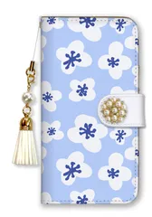 AQUOS R8 SH-52D ケース 手帳型 アクオスR8 スマホケース パール デコ付き ストラップ付 北欧柄 花柄 フラワー お花 上品 大人 可愛い ブランド ホワイト ピンク ブルー カラー08