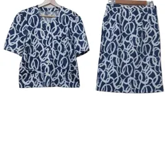 Leilian(レリアン) スカートスーツ レディース美品  - ブルー×白 E Sports