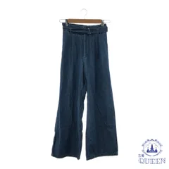 ☆美品☆ GU ジーユー パンツ デニム ワイド カジュアル ウエストゴム チャック付き レディース インディゴブルー S 901-9652 送料無料 古着