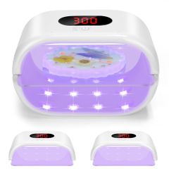 UVライト レジン用、両面UVレジンランプ 大型UVレジンライト LEDディスプレイ付き（長時間設定 2分、3分、5分）DIYクラフト用 (両面)
