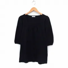 アー・ヴェ･ヴェ ミッシェルクラン a.v.v チュニック ニット スクエアネック 七分袖 シンプル 38 ブラック /ST35