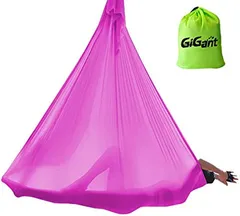 GiGant ギグアント エアリアルヨガ 5ｍx2.8ｍ ハンモック 単体 カラビナ 空中ヨガ 反重力 エクササイズ エアロ( ホットピンク)