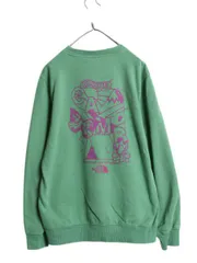 【お得なクーポン配布中!】 ノースフェイス 両面 プリント スウェット メンズ L / 裏起毛 トレーナー クルーネック アウトドア グラフィック イラスト バックプリント