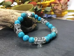 パワーストーン ブレスレット ターコイズ&水晶  8mm（シルバー）レディース 女性  数珠ブレス 開運 プレゼント ギフト  [4] #2