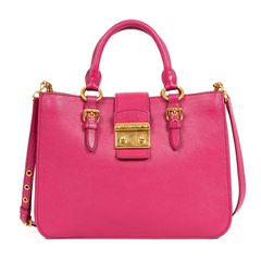 MIU MIU ミュウミュウ プッシュロックトート フューシャ グレインカーフスキンレザー A