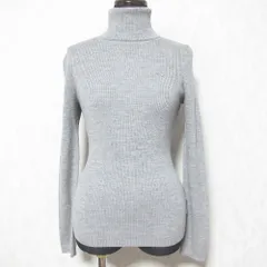 美品 BURBERRY BLUE LABEL バーバリーブルーレーベル タートルネック リブニット カットソー セーター 38 グレー レディース 古着 中古 USED