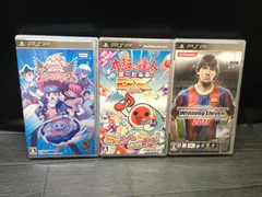 メタルファイト ベイブレード ポータブル 超絶転生！ バルカンホルセウス, 太鼓の達人 ぽーたぶるDX, ウイニングイレブン 2011 PSP ソフト 3点まとめて mFF048 ● ★