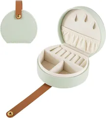 Queen-b アクセサリー 収納 ケース コンパクト 持ち運び ジュエリー ボックス 携帯用 かわいい トラベル ポーチ ミニ 小さい お出かけ 旅行 指輪 ピアス ネックレス(グリーン)