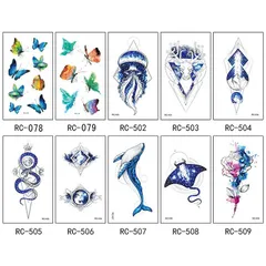 タトゥーシール メンズ レディース シンプル 男性女性 防水長持ちかっこいい可愛い転写 取れにくい セクシー 蝶々 海洋生物 クジラ クラゲ エイ フラミンゴ カラフル ボディーシール ボディペイント ボディステッカー 仮装コスプレ ハロウィン夏 おしゃれ★4