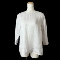 無印良品　七分袖　バンドカラー　リネン100% ブラウス　カットソー　トップス　M