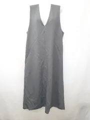 ◇ ⊇ classicalelf クラシカルエルフ Vネック ロング丈 ジャンパースカート サイズL グレー レディース E  【1506180004207】